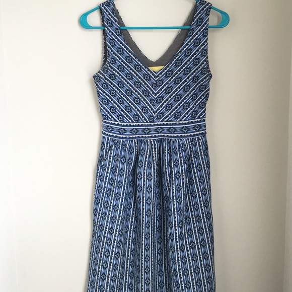 Anthropologie Blue Patterned Dress