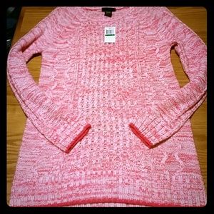 Pink cable knit tunic sweater