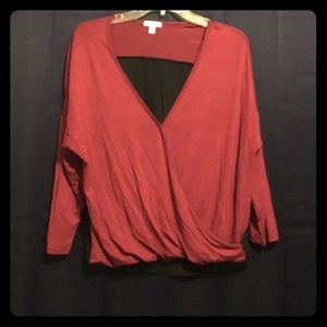 Maroon and black blouse
