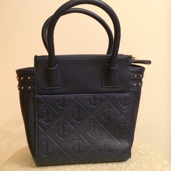 Anchor navy mini bucket purse