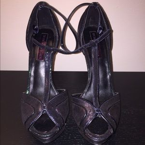 BCBG Max Azria purple t-strap metallic pump