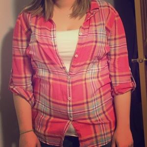 Pink, orange and purple flannel
