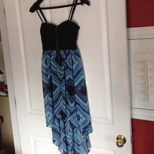 Black Zipfront Corset Hi-low Dress