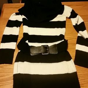 Belted sweater dress