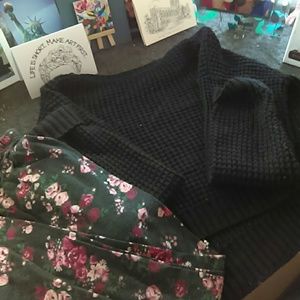 2 piece cropped sweater and floral leggings