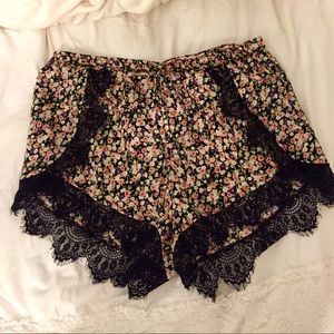 Floral Lace Black Shorts