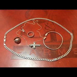 Sterling  silver rings chains pendant bangle