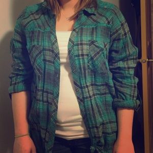 Vanity turquoise and blue flannel