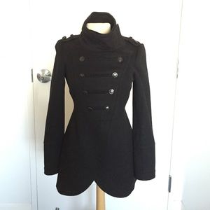 Zara fitted 100% wool military coat - Size M