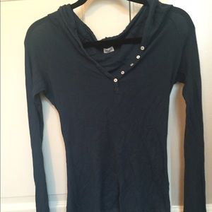 Splendid blue long sleeve shirt with hoodie