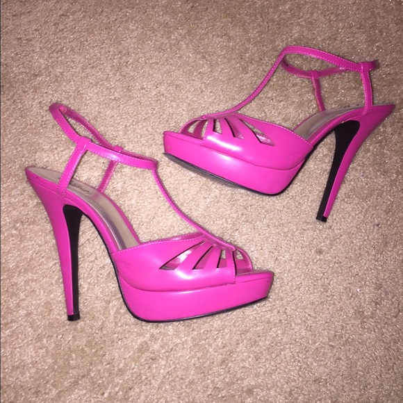 Bright pink pumps