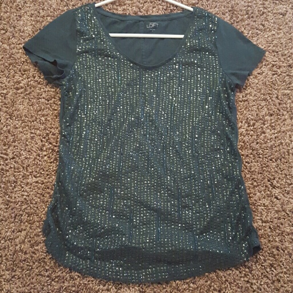 Anne taylor loft Green sequin shirt