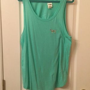 PRETTY LIGHT GREEN PINK TANK WITH BLING