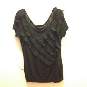 Black dressy blouse with ruffles
