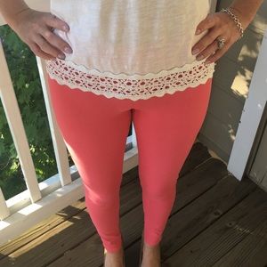 Pink, stretch jeggings - NEVER WORN