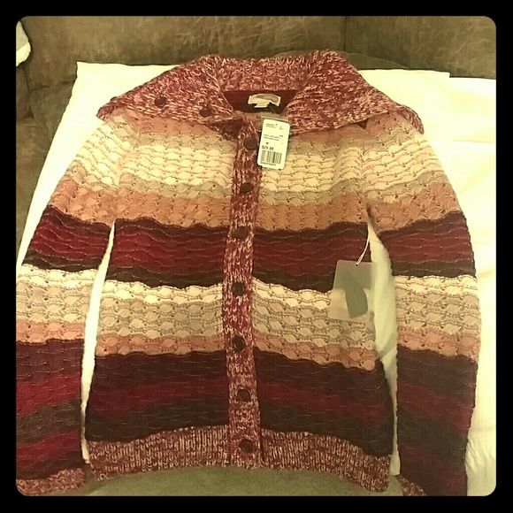 Forever 21 M pink/wine/cream cardigan sweater