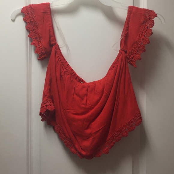 Red pacsun off the shoulder crop top