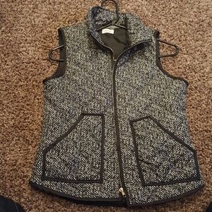 Gray Herringbone Quilted Vest