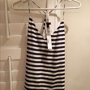 J. Crew Navy and White Striped Silk Cami