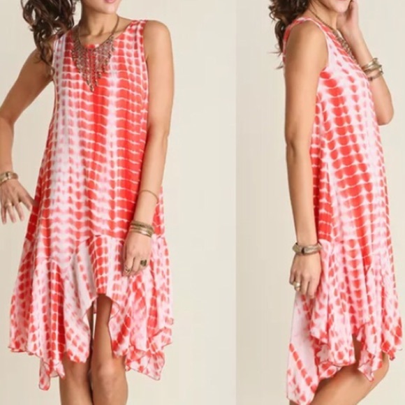 Coral Tie Dye Boho Dress - Picture 2 of 2