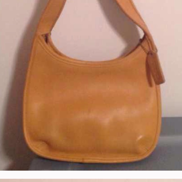 Authentic yellow leather coach purse