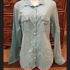 J Crew factory camp shirt in cotton voile sz large