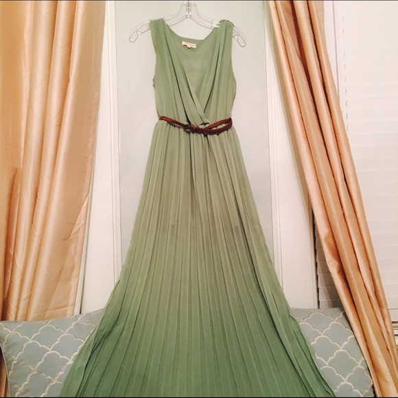 Sheer Pleated Maxi Dress