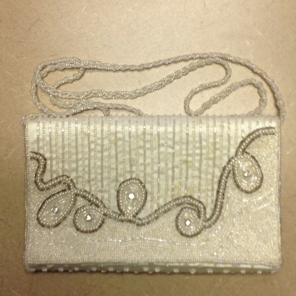 Beaded Ivory Evening Purse