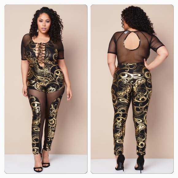 Pants & Jumpsuits | Beautiful Sexy Black And Gold Mesh Jumpsuit | Poshmark