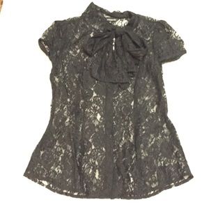 Tie-neck lace blouse