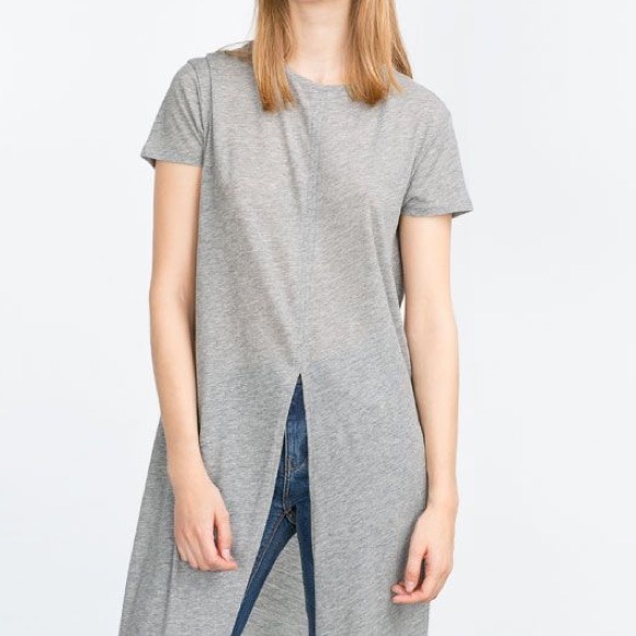Zara Tops - Zara Gray Long Open Vent Tee