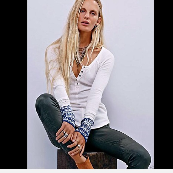 Free People white Ski Lodge Fancy Cuff Thermal S - Picture 2 of 4