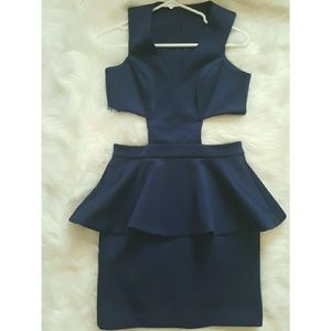 Navy blue cut out  peplum dress