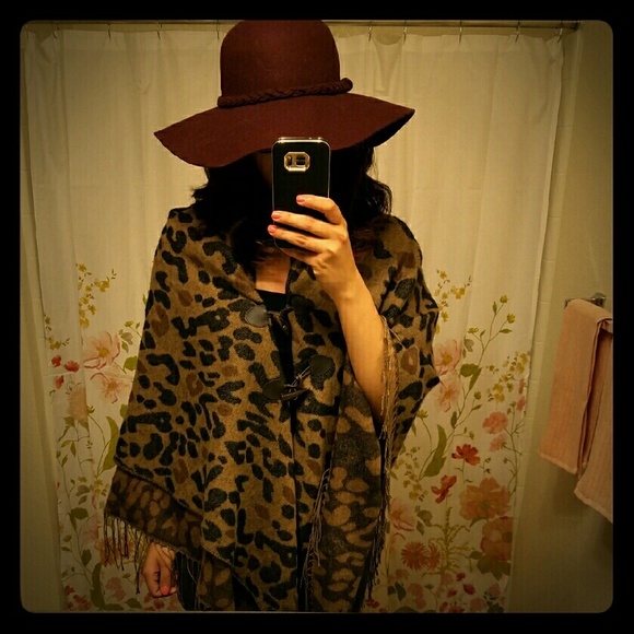 Leopard print pancho