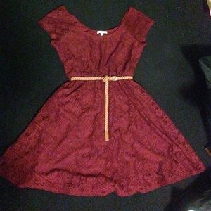 Burgundy skater dress