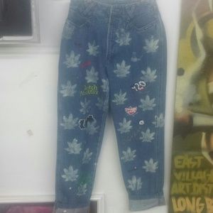 hand-dyed and painted 420 jeans