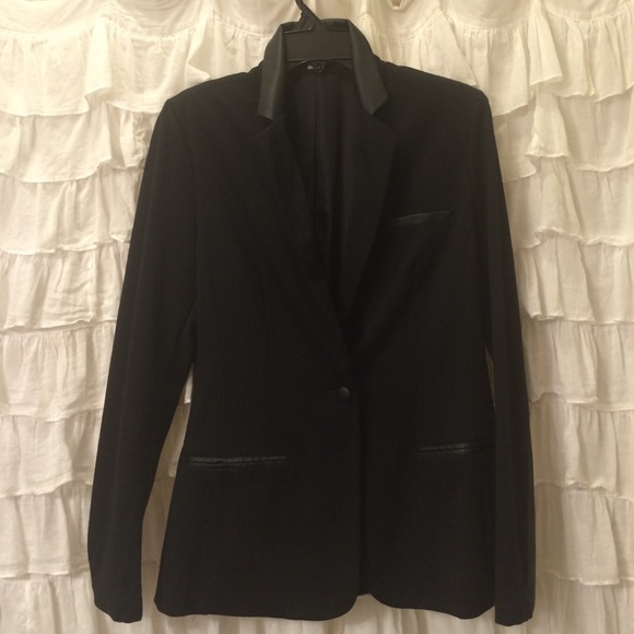 Black blazer with leather detail