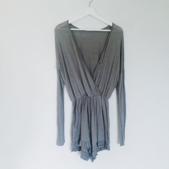 SUPER COMFY Grey Plunge Romper