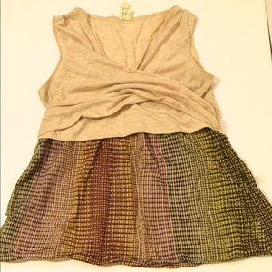 Crossover top with colorful skirt