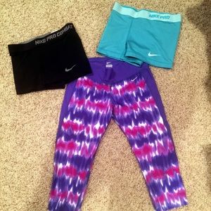 Nike Pro,Nike Combat, running crops sz small lot