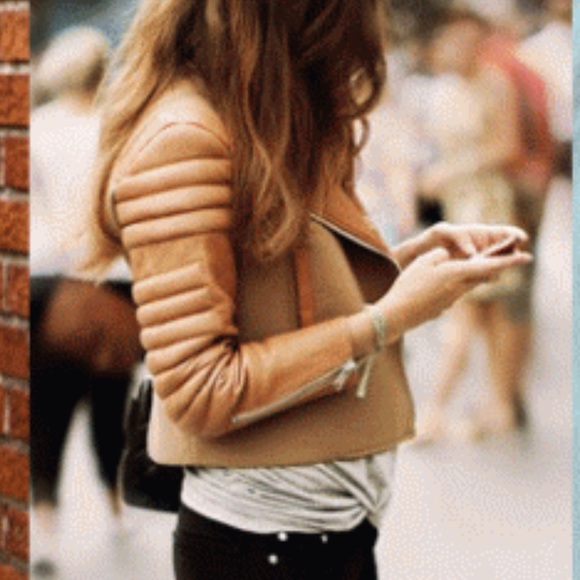 ISO Cognac Cropped Leather Jacket