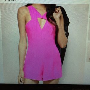 Hot pink small talk romper