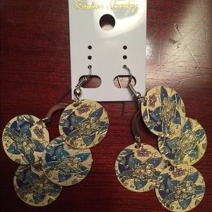 Elegant Fashion Gold & Blue Flower Earrings