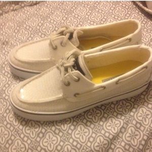 BNWB white sequin SPERRYS!!