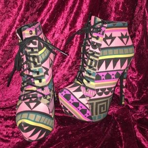 Platform heels, ankle boots