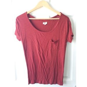 Aerie basic dark rust color pocket tshirt