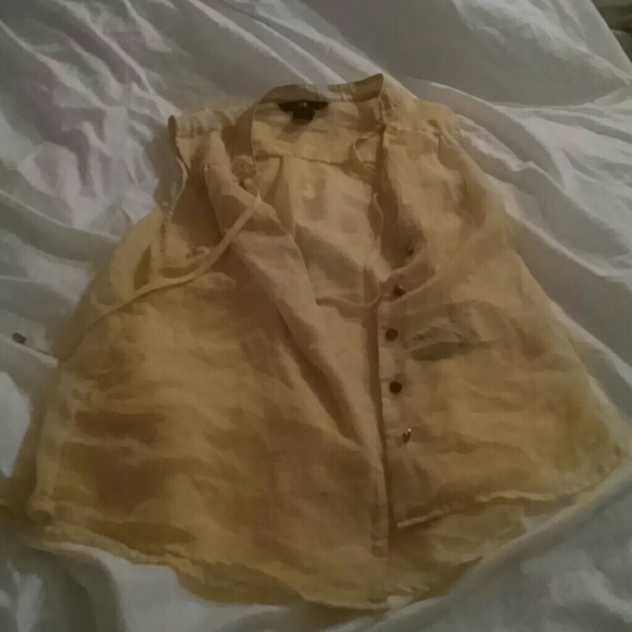 Sheer yellow button up top