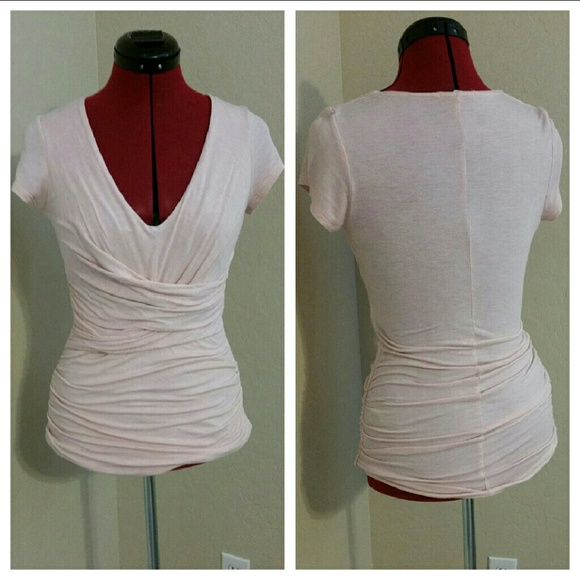 ANTHROPOLOGIE ruched heather pink top