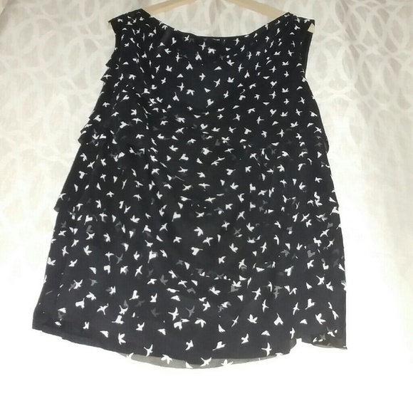 Cute Black Top with White Birds