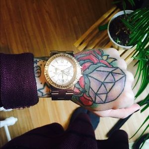 💯MKors Ladies Rose Gold stone-set Watch MK-5412